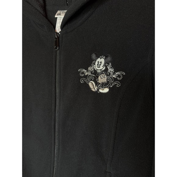 Disney Parks Authentic Original Mickey Mouse Embroidered Fleece Zip Hoodie Black - Picture 3 of 4